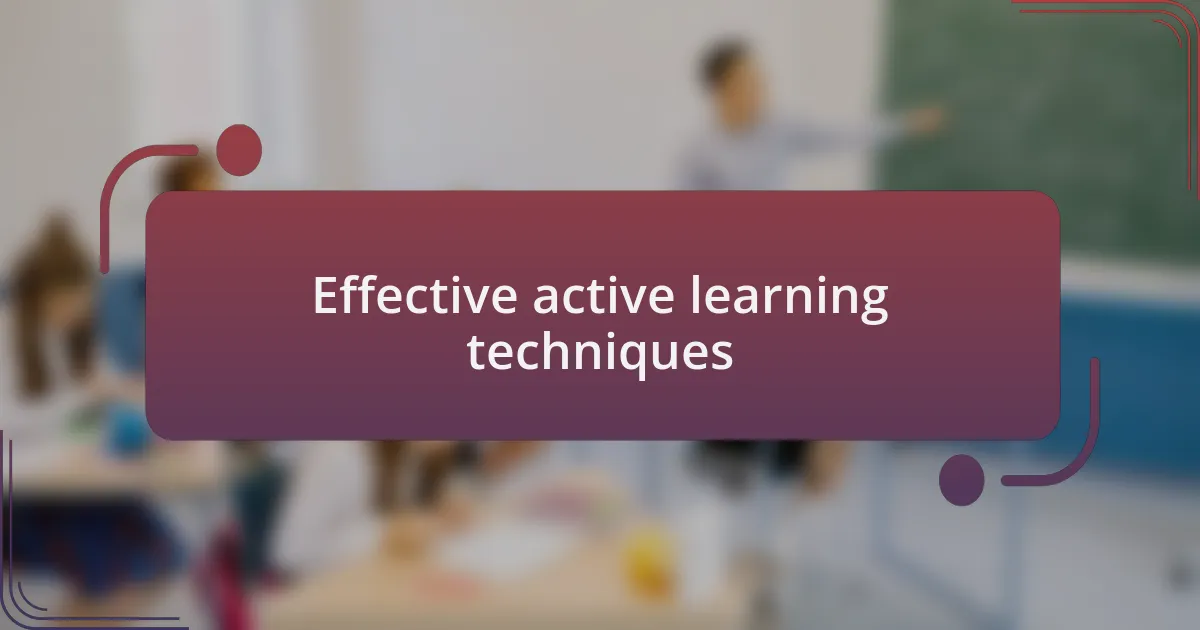 Effective active learning techniques