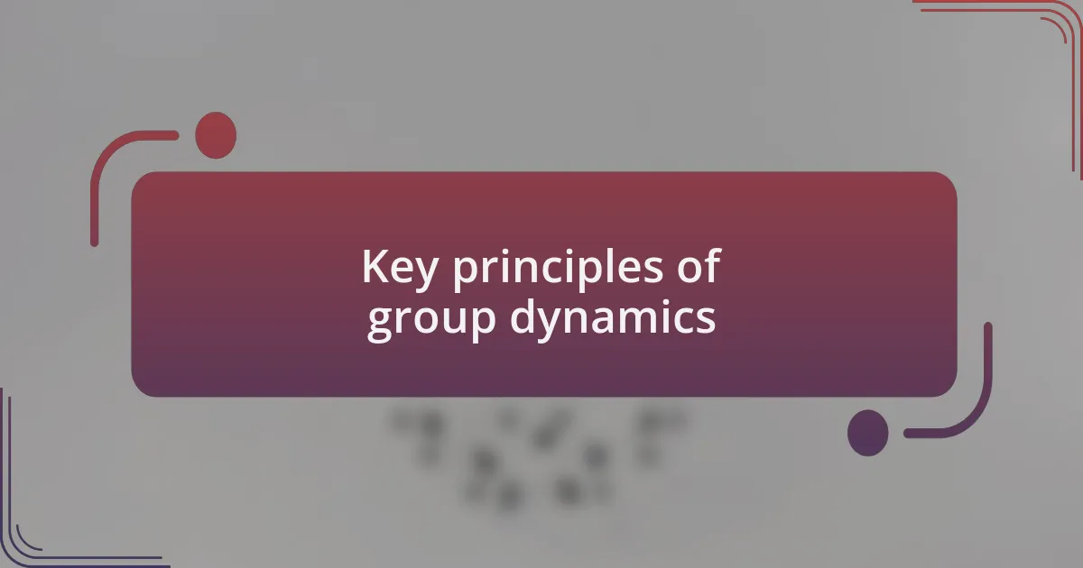 Key principles of group dynamics